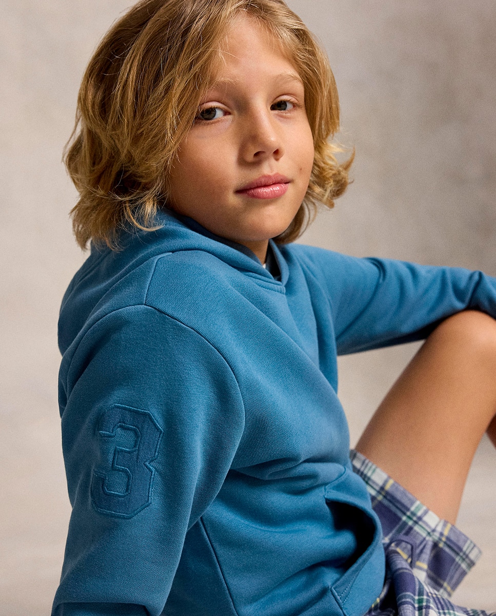 Sweatshirt com Capuz Unissexo de Algodão e Big Pony Polo Ralph Lauren Esmeralda Azul-2