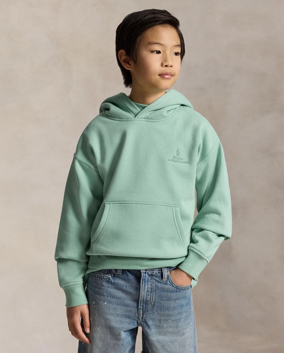 Sweatshirt com Capuz Unissexo de Felpa com Logótipo Polo Ralph Lauren Verde Água-1