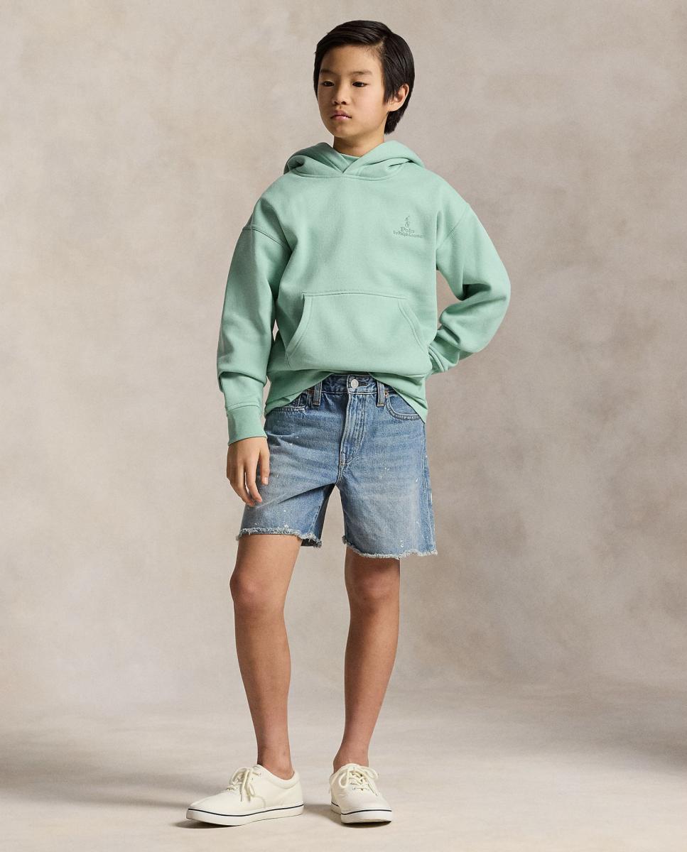 Sweatshirt com Capuz Unissexo de Felpa com Logótipo Polo Ralph Lauren Verde Água-3
