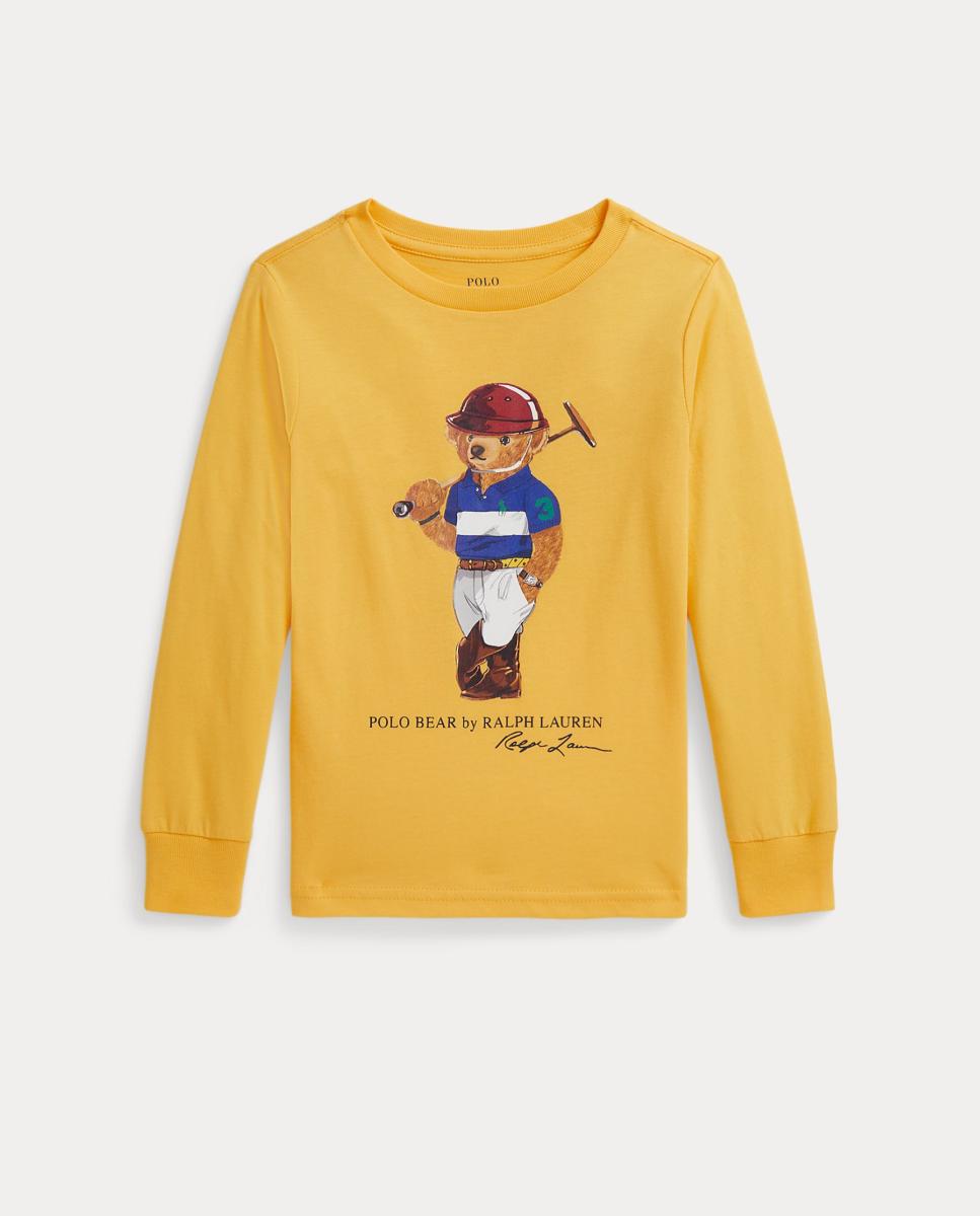 T-shirt com Polo Bear e em Algodão Polo Ralph Lauren Amarelo-1
