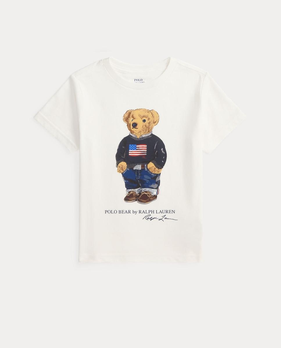 T-shirt de Algodão com Polo Bear Branco-5