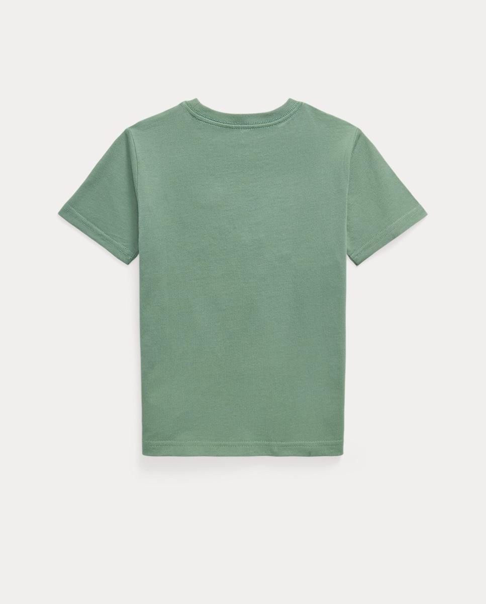 T-shirt de Algodão com Bolso Verde-militar-2