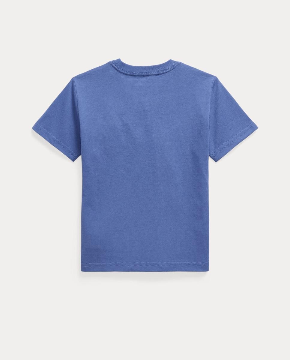 T-shirt de Algodão com Bolso Azul-índigo-2