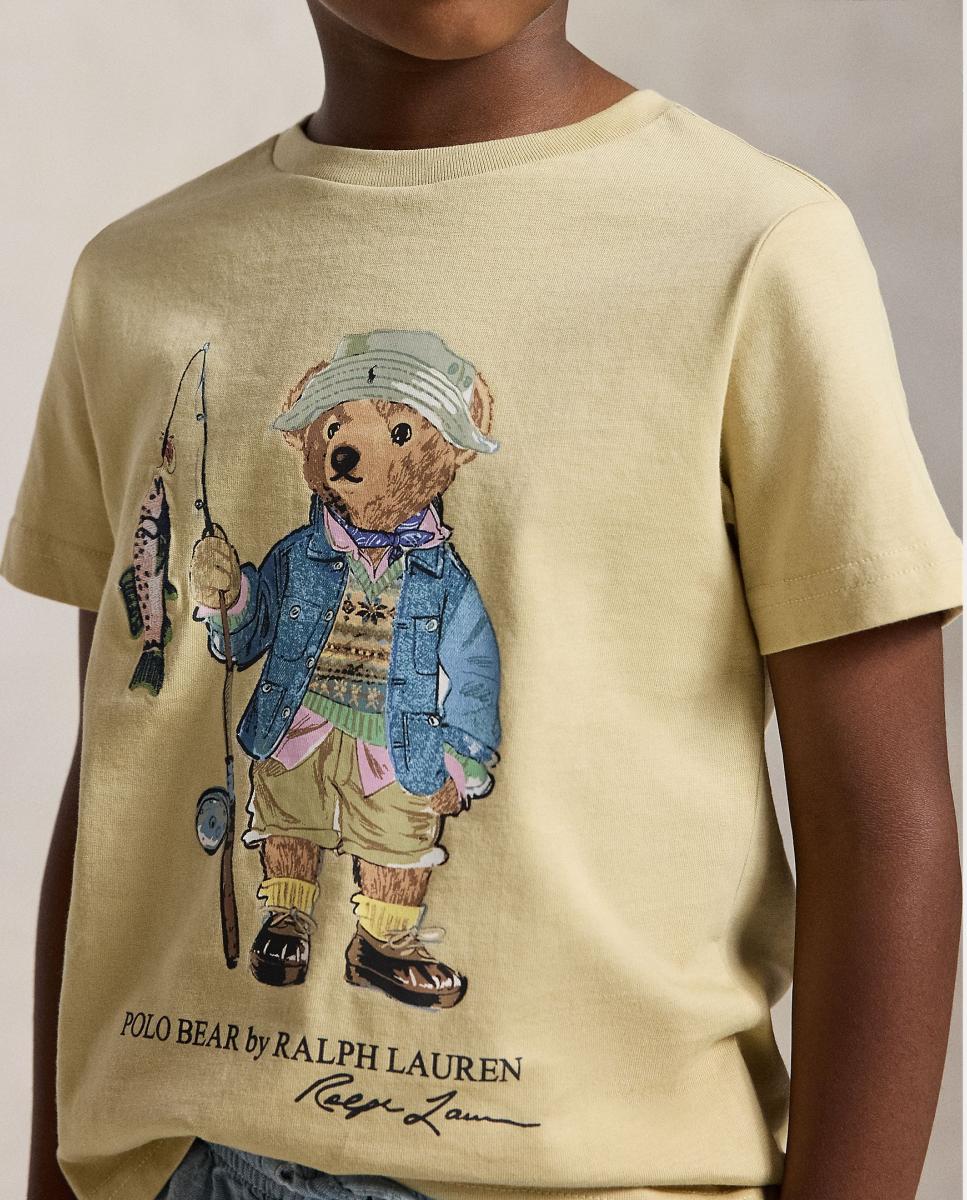 T-shirt com Polo Bear em Algodão Creme-2