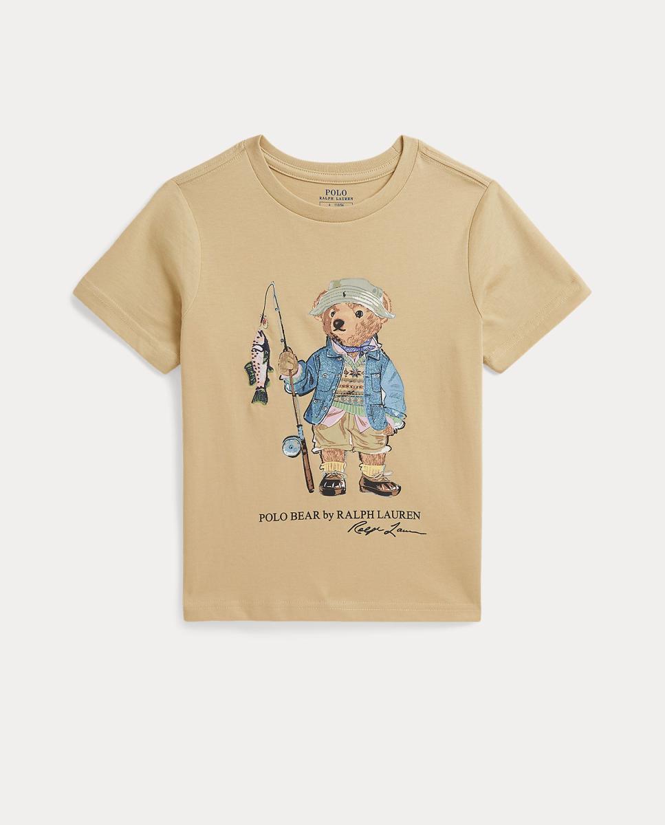 T-shirt com Polo Bear em Algodão Creme-4