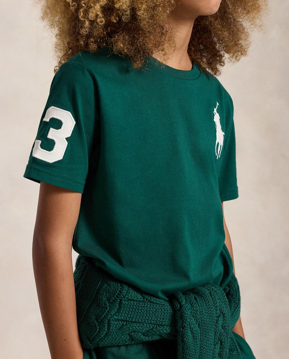 T-shirt de Malha de Algodão com Big Pony Verde-escuro-2