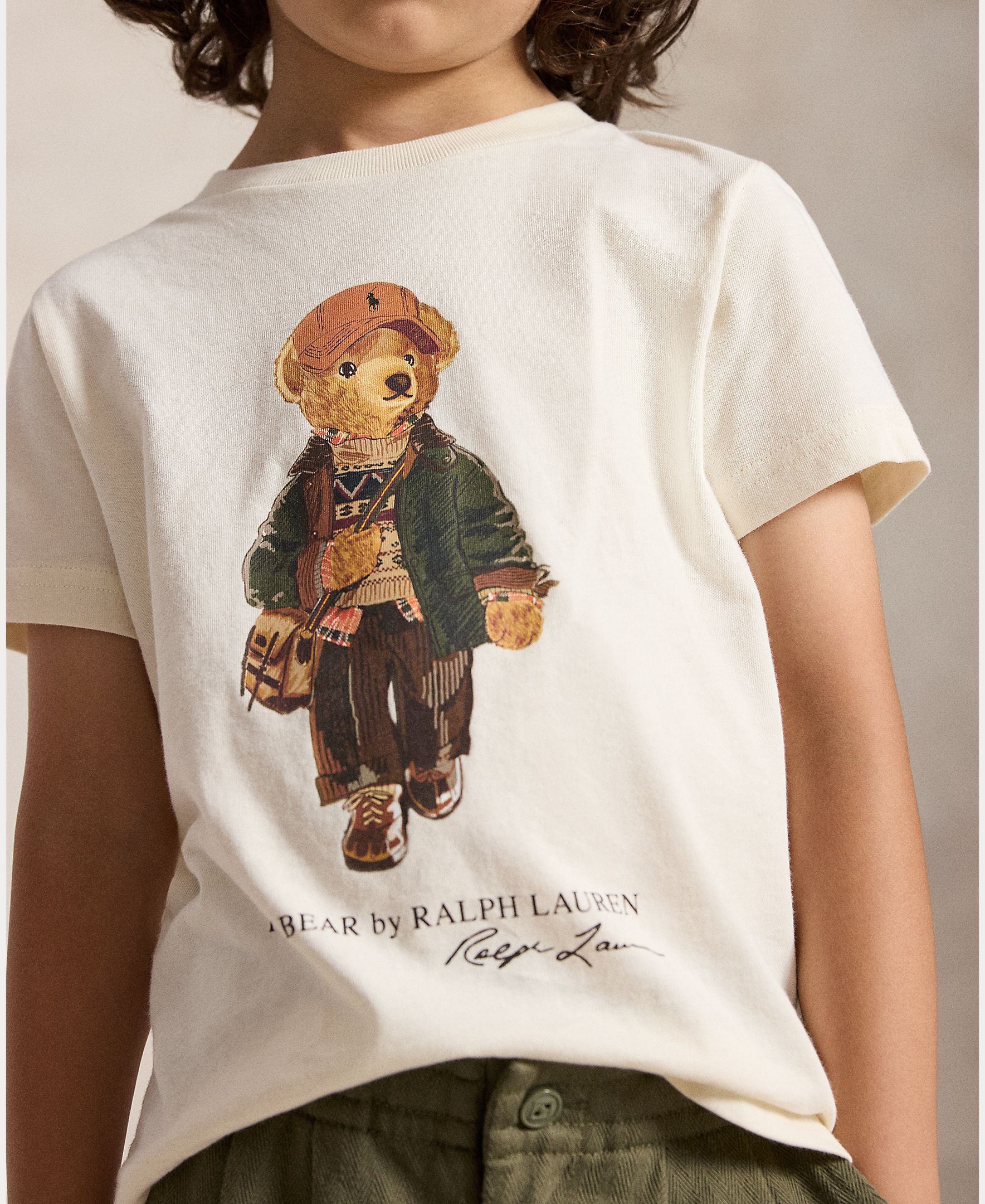 T-shirt Unissexo de Algodão com Polo Bear Creme-3
