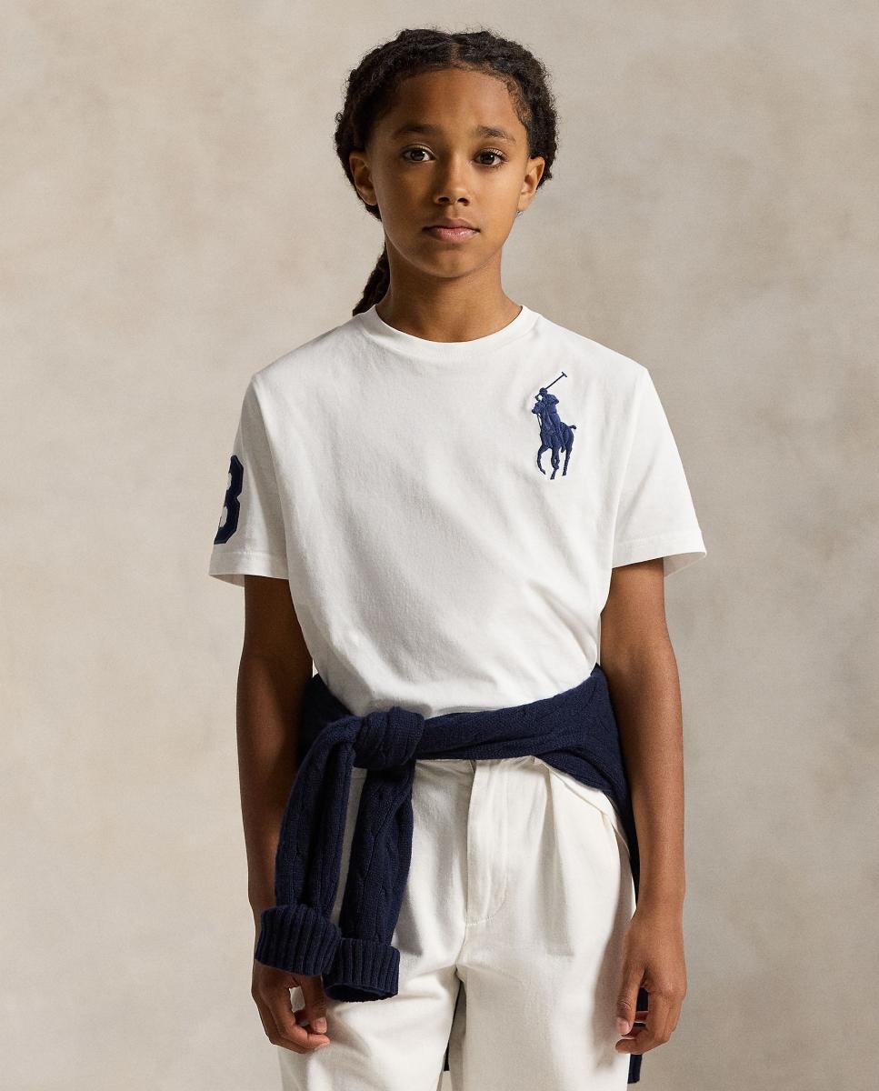 T-shirt de Malha de Algodão com Big Pony Polo Ralph Lauren Branco-2