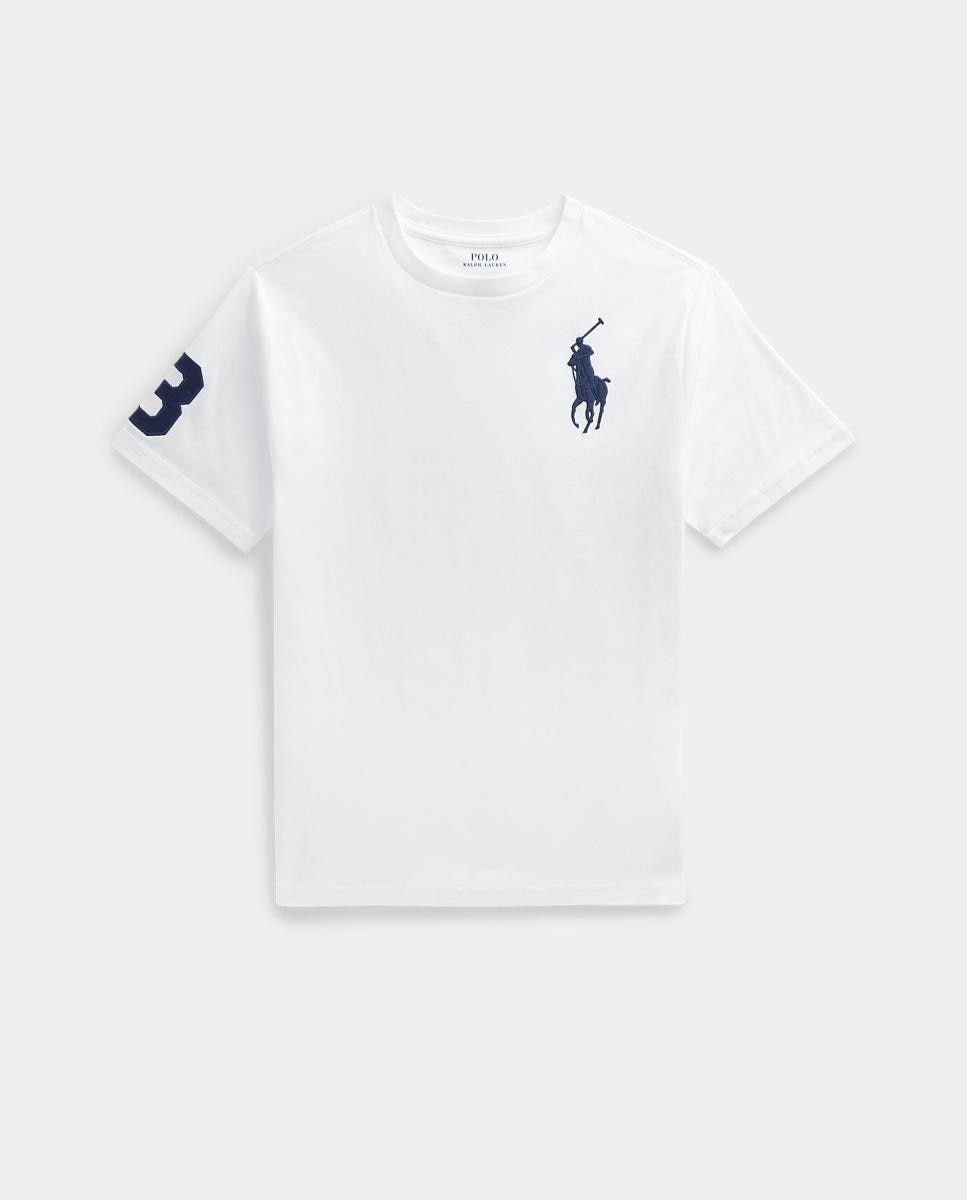 T-shirt de Malha de Algodão com Big Pony Polo Ralph Lauren Branco-4