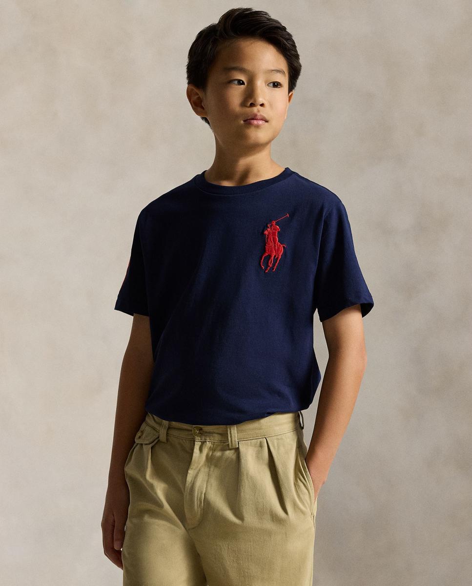 T-shirt de Malha de Algodão com Big Pony Polo Ralph Lauren Azul-marinho-2