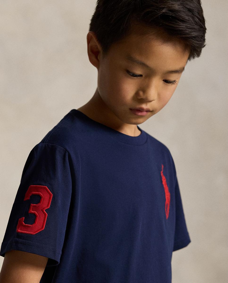 T-shirt de Malha de Algodão com Big Pony Polo Ralph Lauren Azul-marinho-3