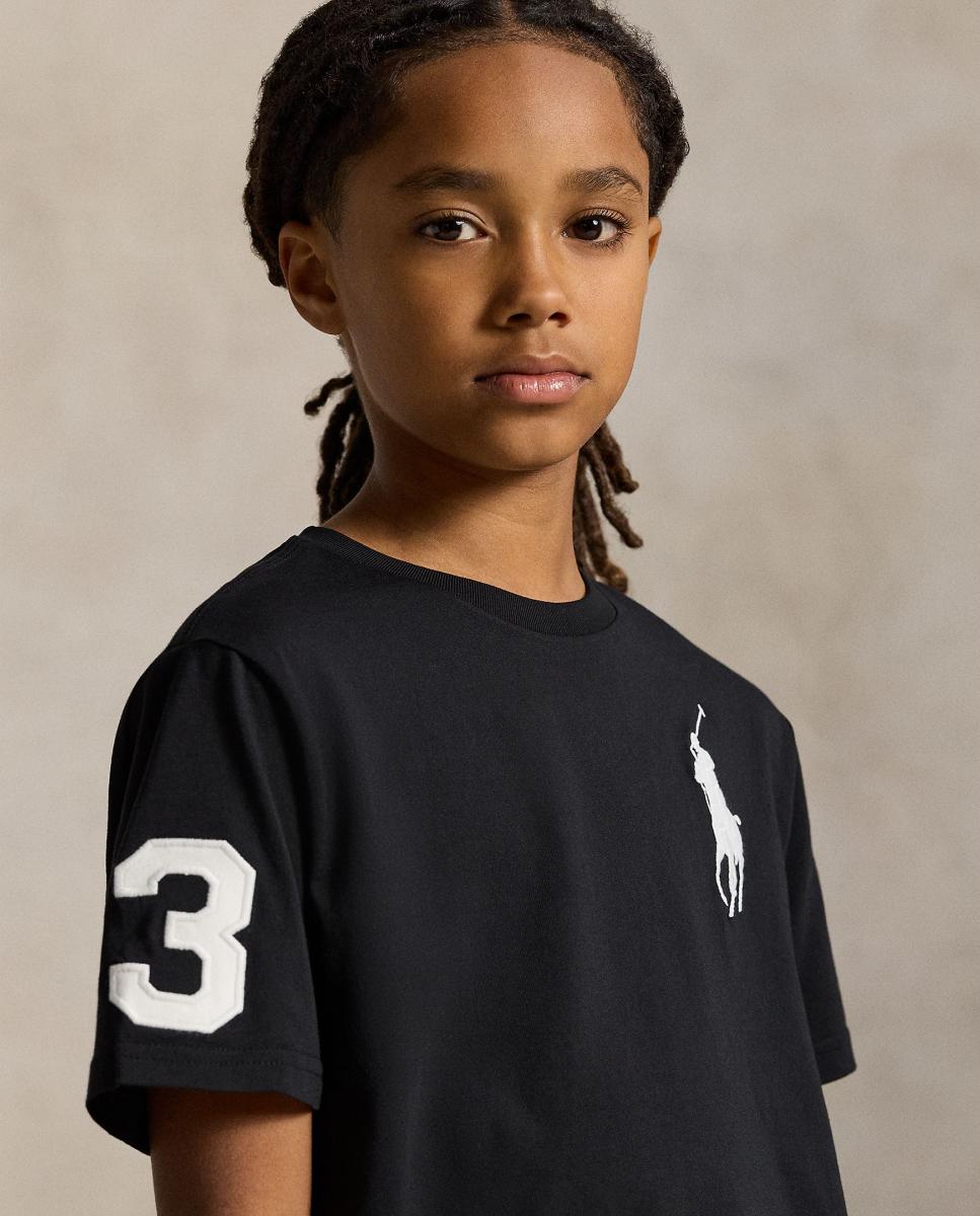 T-shirt de Malha de Algodão com Big Pony Preto-3