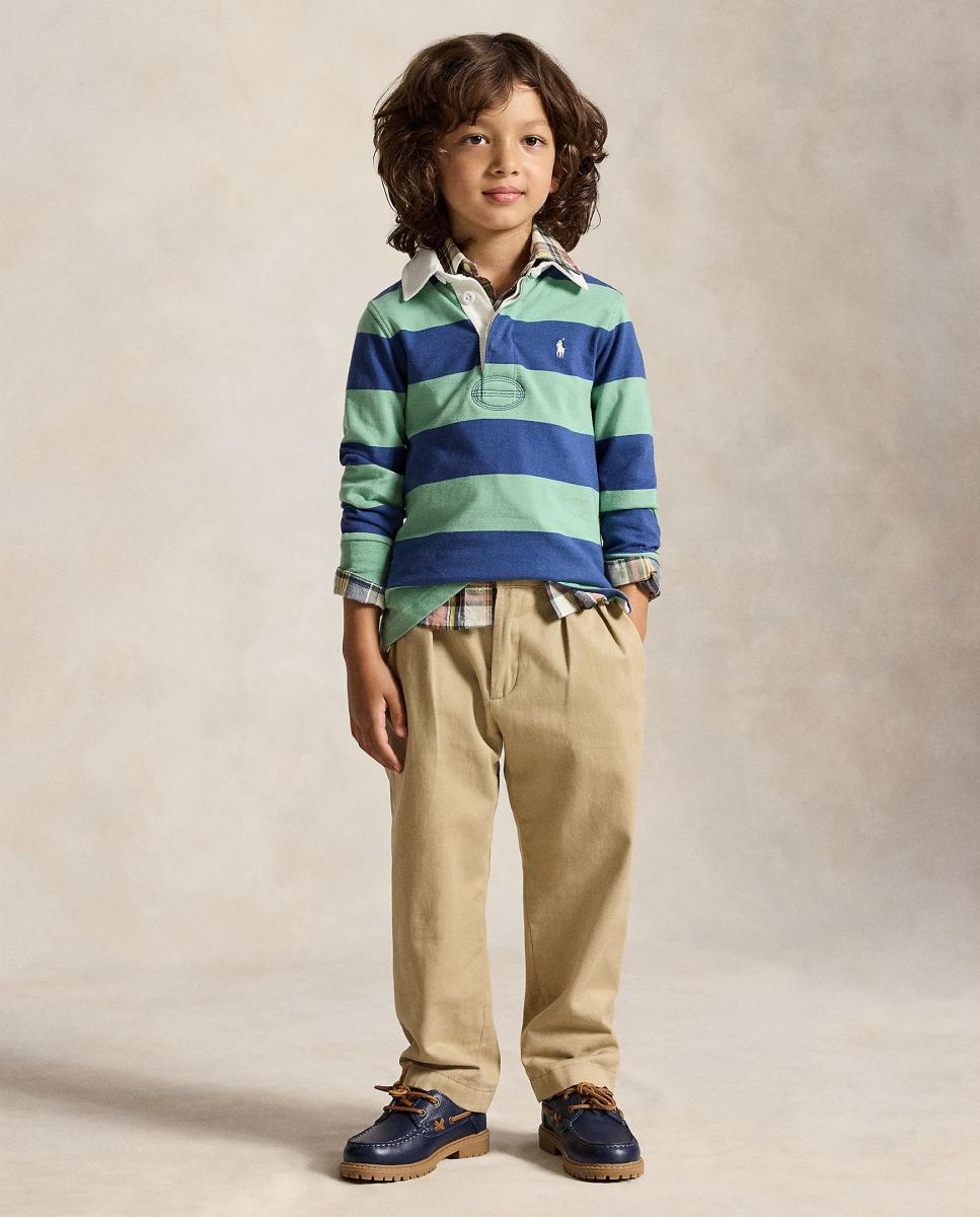 Polo de Râguebi às Riscas de Algodão Multicolor-3