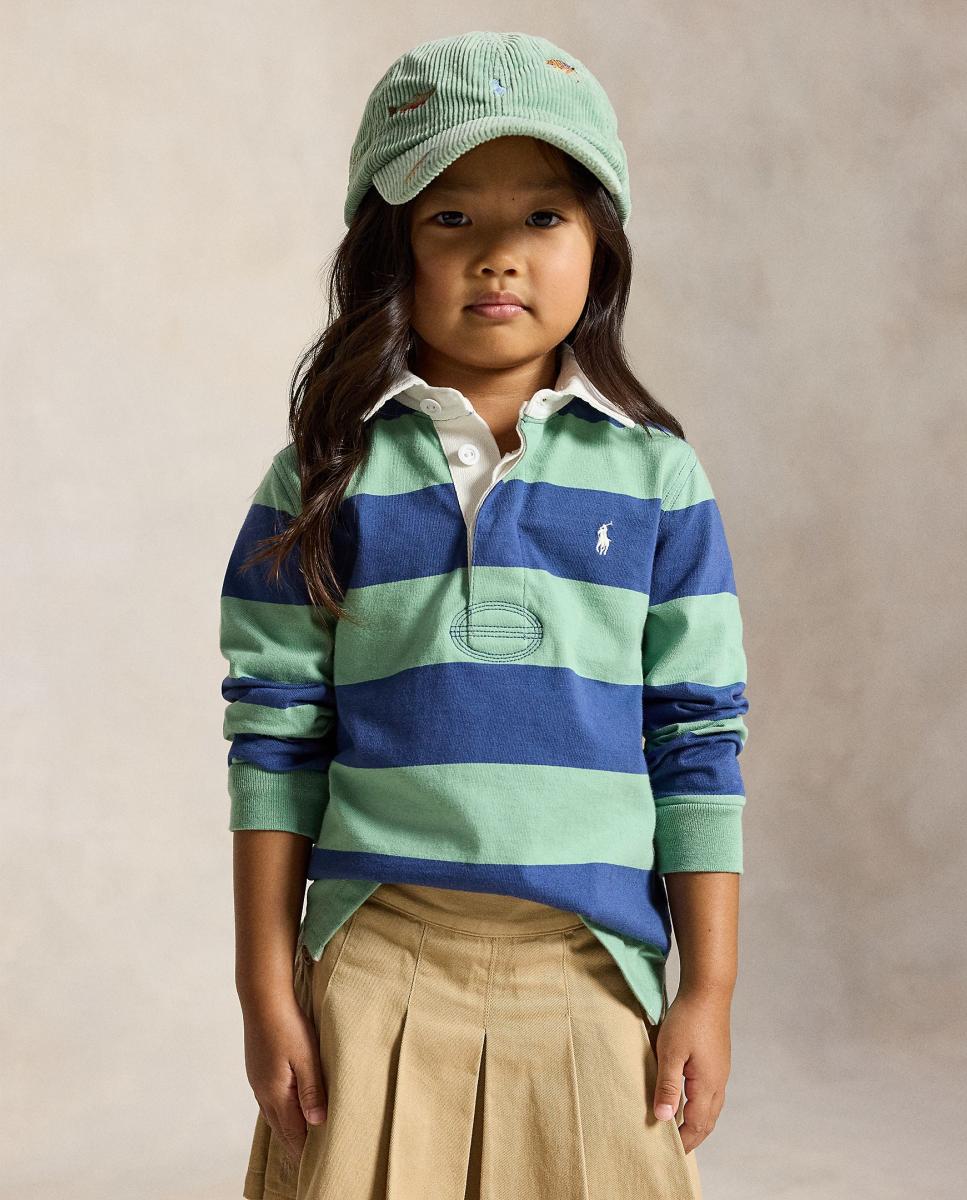 Polo de Râguebi às Riscas de Algodão Multicolor-4
