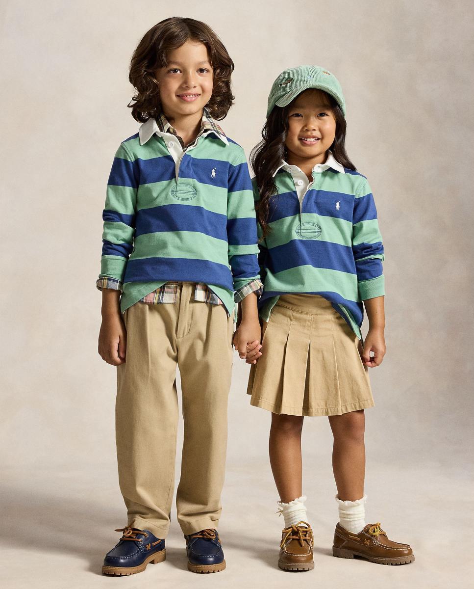 Polo de Râguebi às Riscas de Algodão Multicolor-7