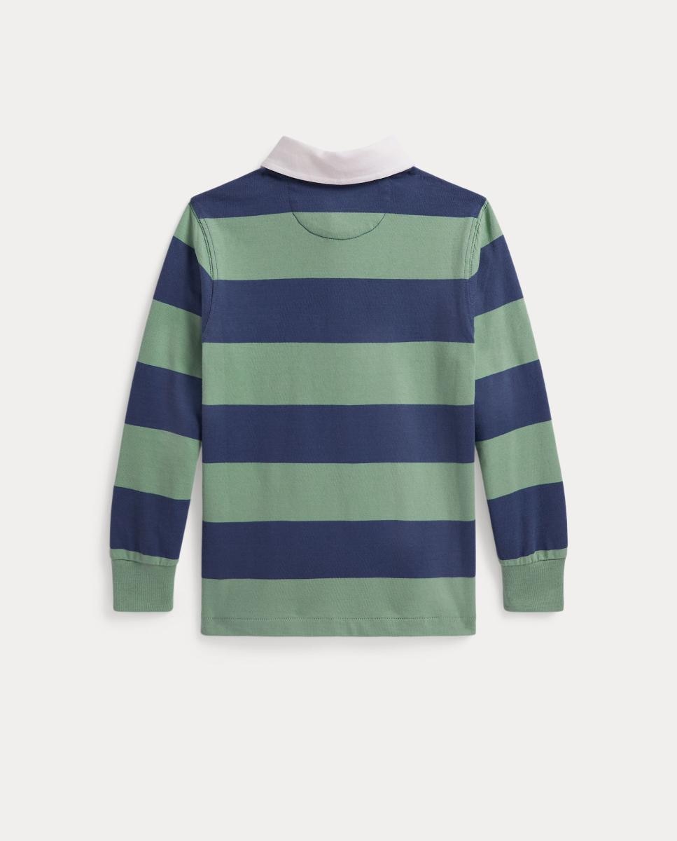 Polo de Râguebi às Riscas de Algodão Multicolor-9
