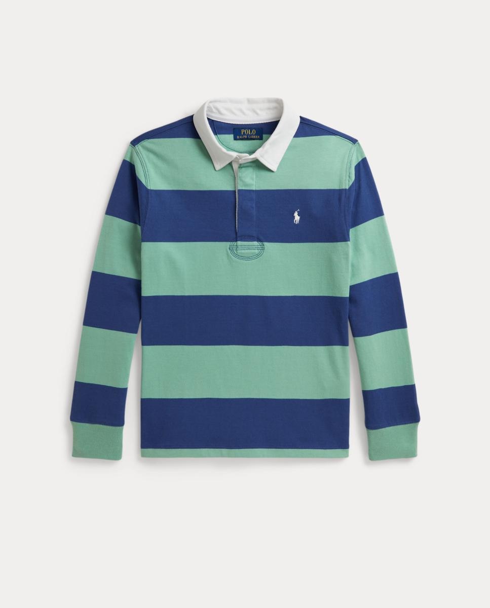 Polo de Râguebi às Riscas de Algodão Multicolor-4