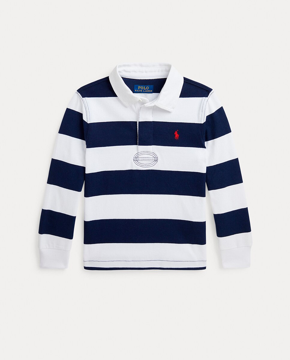 Polo de Râguebi às Riscas de Algodão Multicolor-5