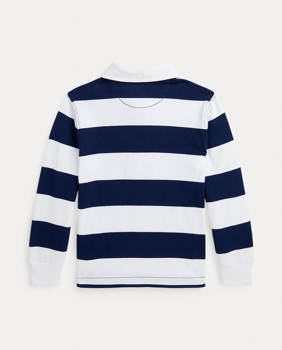 Polo de Râguebi às Riscas de Algodão Multicolor-6