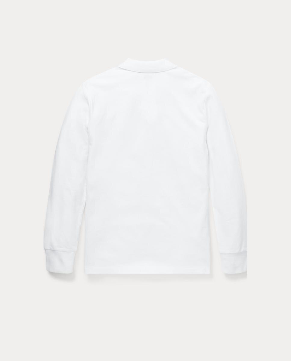 Polo Piqué de Algodão com Manga Comprida Branco-2