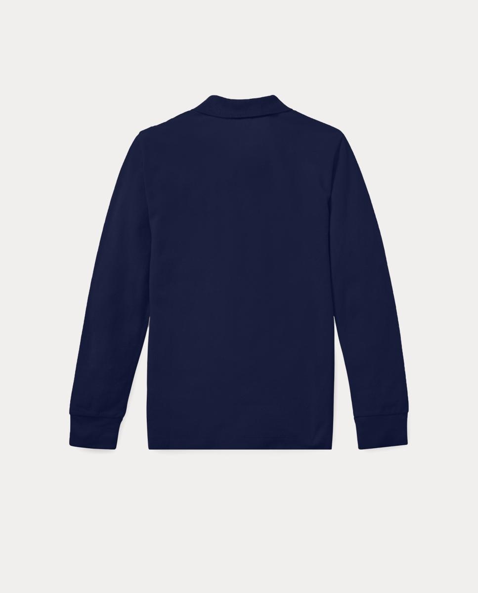 Polo Piqué de Algodão com Manga Comprida Azul-marinho-2