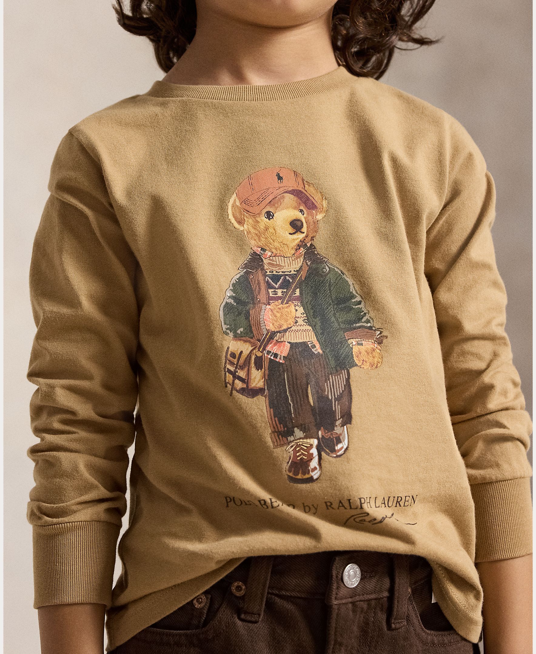 T-shirt Unissexo de Algodão com Polo Bear Camel-3