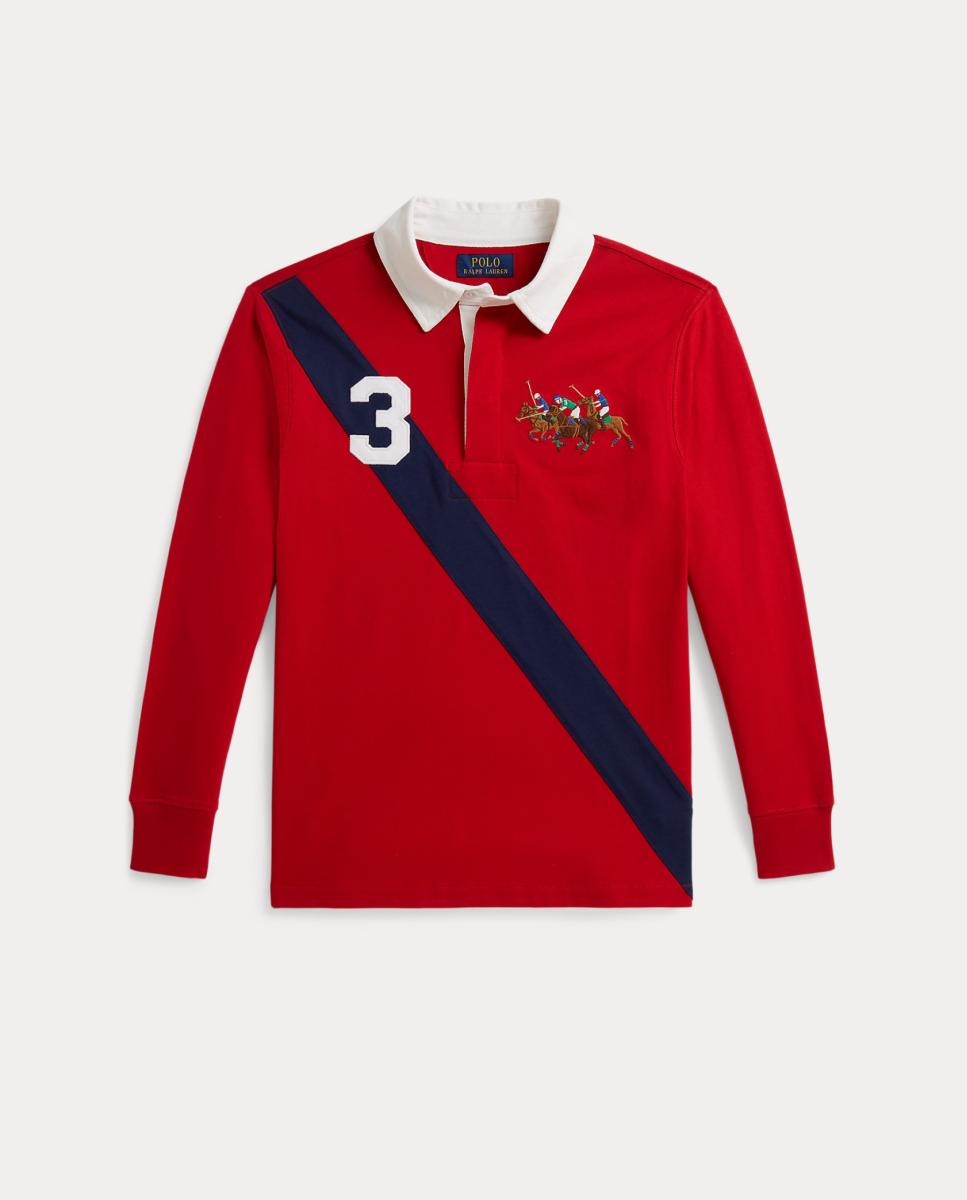 Polo de Rugby com Cavalo Triplo Vermelho-1