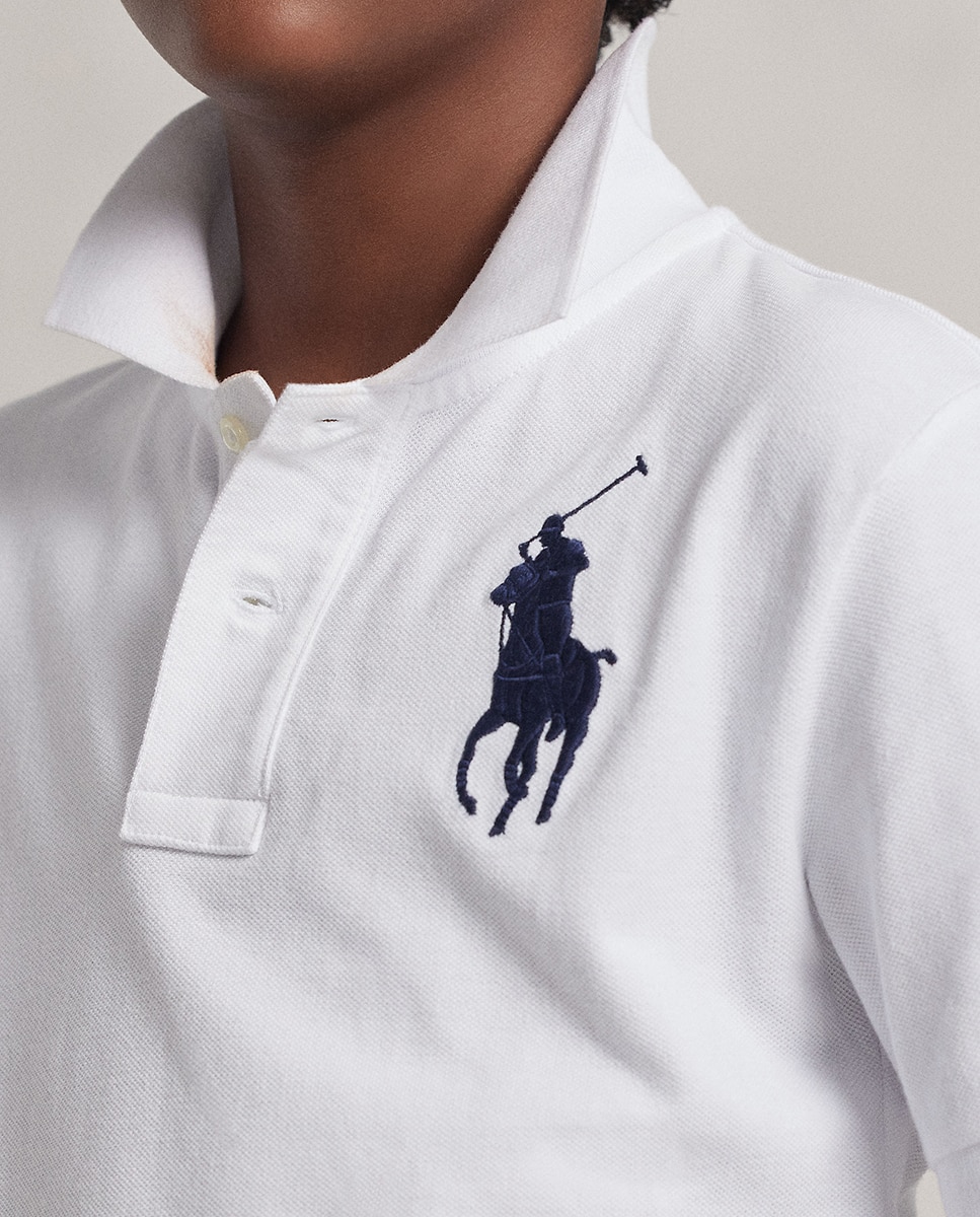 Polo Piqué de Algodão com Big Pony Branco-2