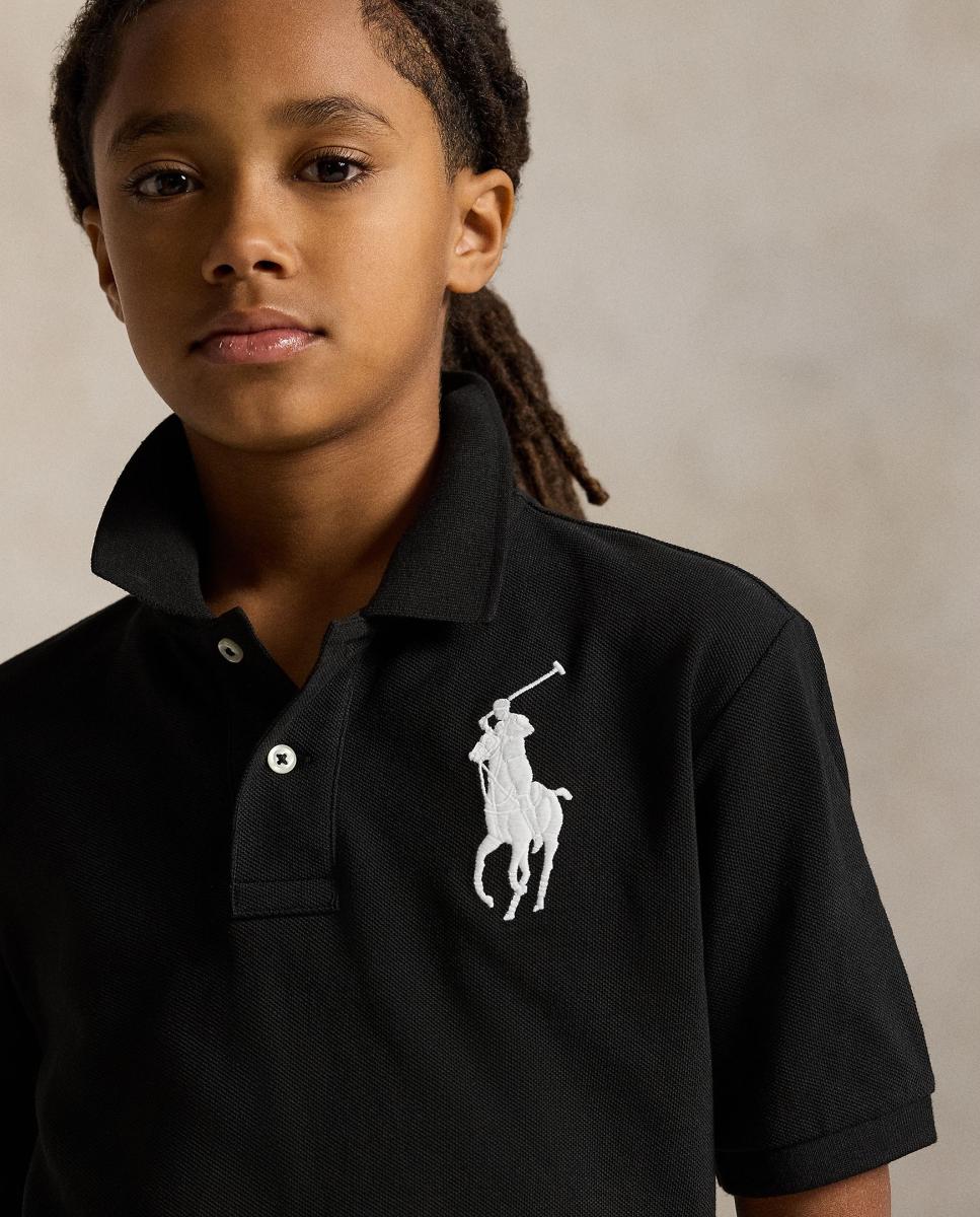 Polo Piqué de Algodão com Big Pony Preto-3