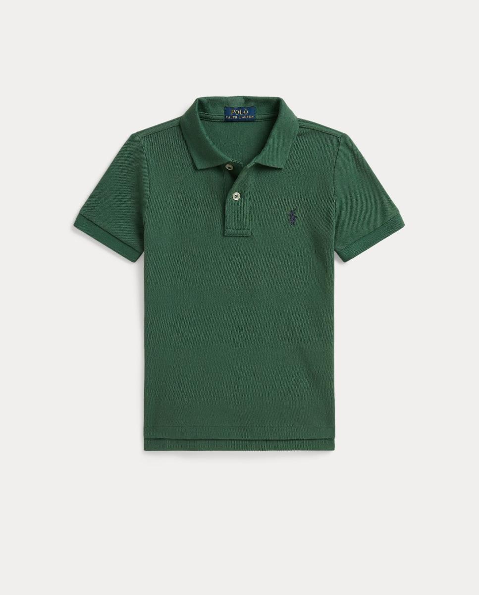 Polo Piqué de Algodão com Cavalo Bordado Verde-1