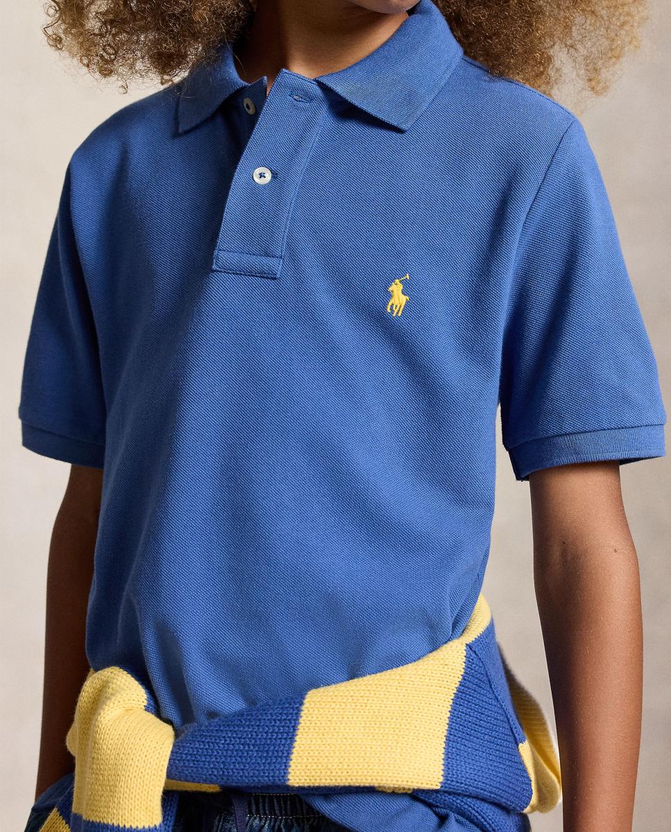 Polo Piqué de Algodão com Cavalo Bordado Azul-índigo-2
