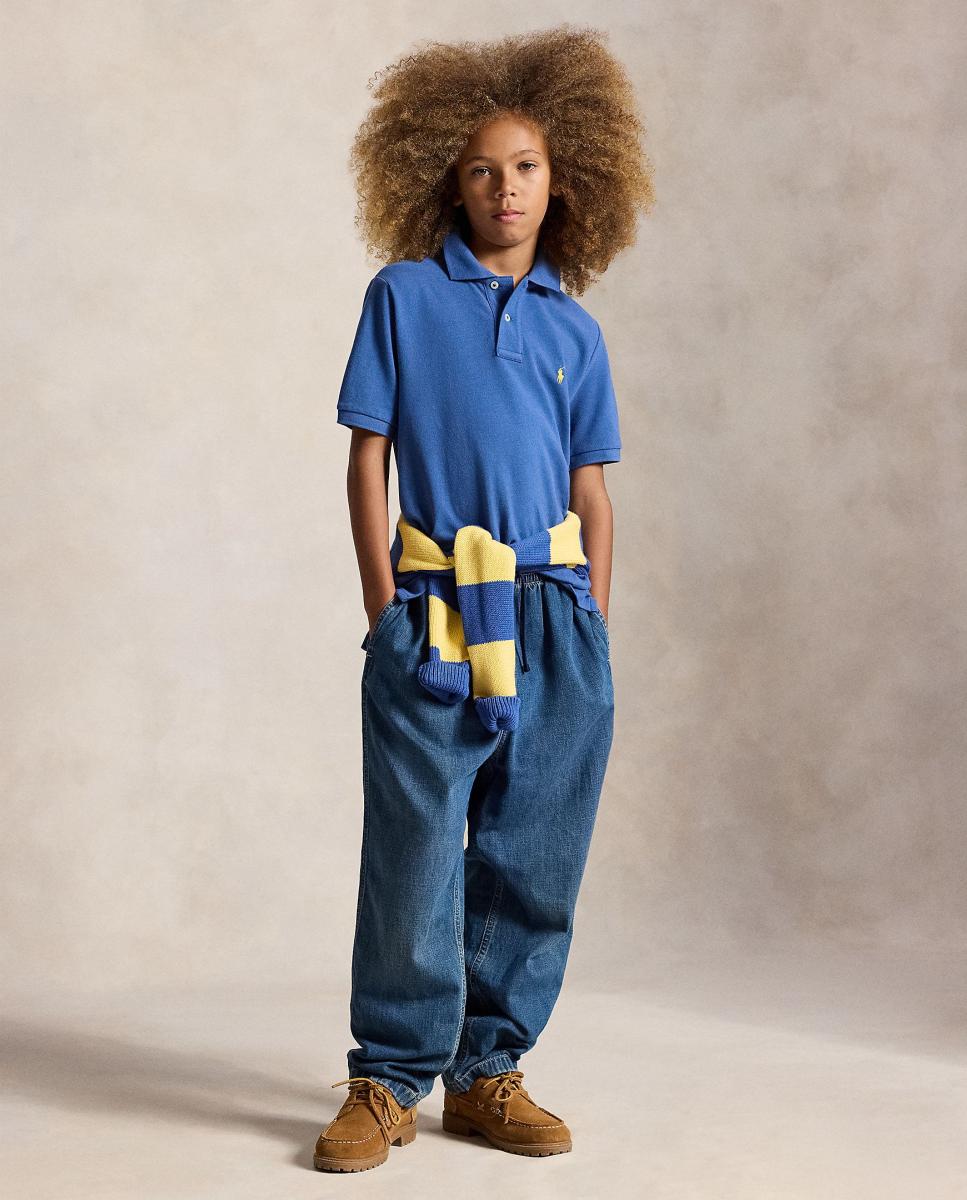 Polo Piqué de Algodão com Cavalo Bordado Azul-índigo-3
