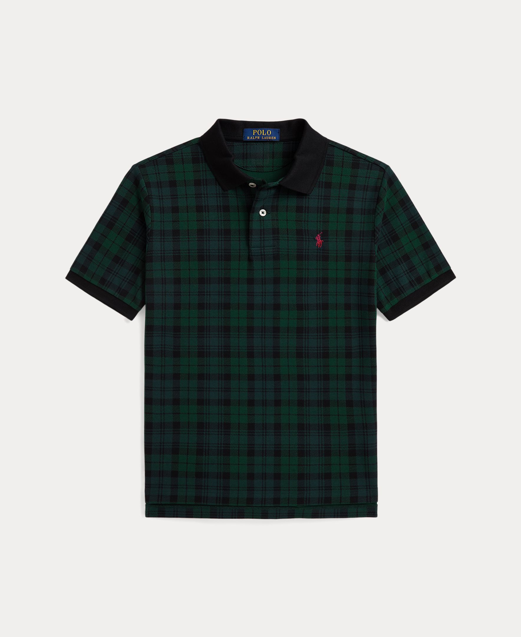 Imagen 1 de Polo de niño de algodón con estampado tartan Verde oscuro