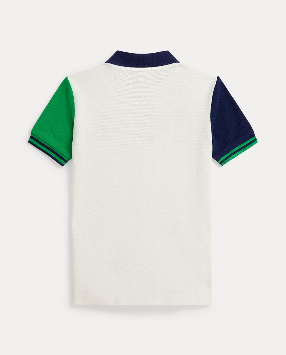 Polo de Piqué com Color Block Branco-marfim-6