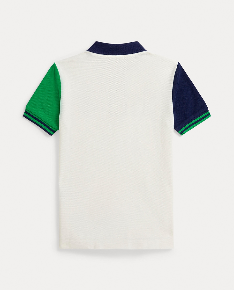 Polo de Piqué com Color Block Branco-marfim-6