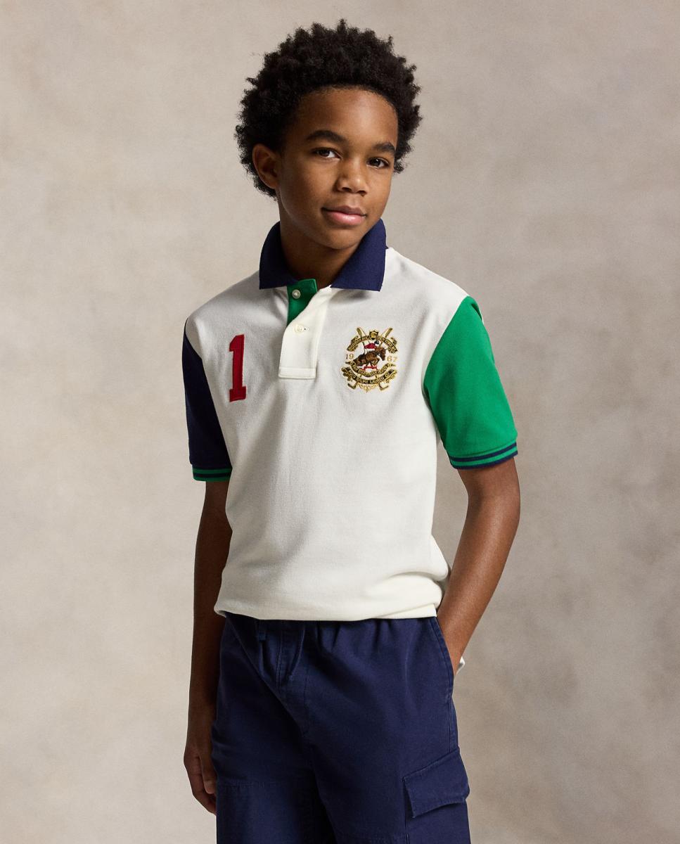 Polo de Piqué com Color Block Polo Ralph Lauren Branco-marfim-1