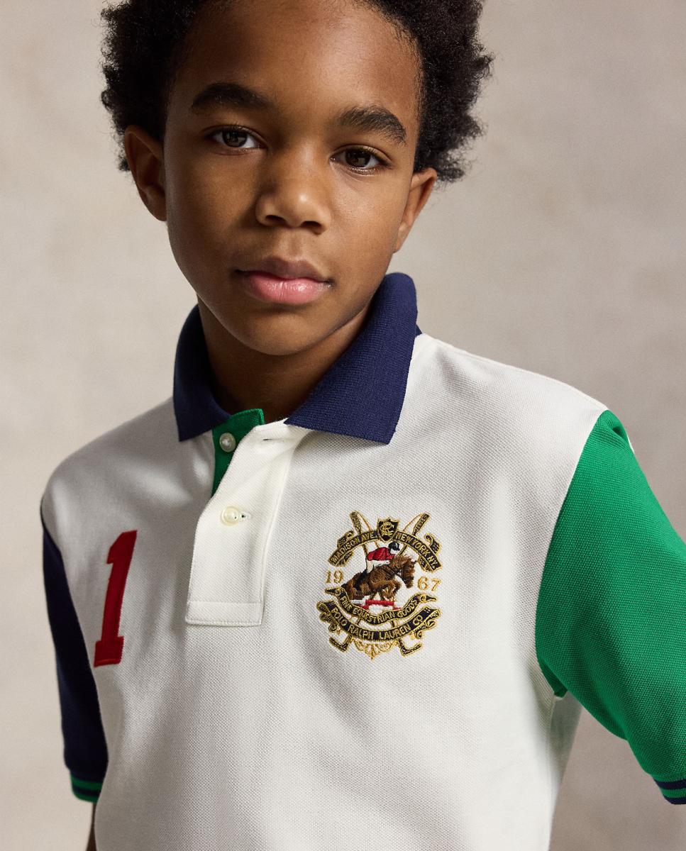 Polo de Piqué com Color Block Polo Ralph Lauren Branco-marfim-2