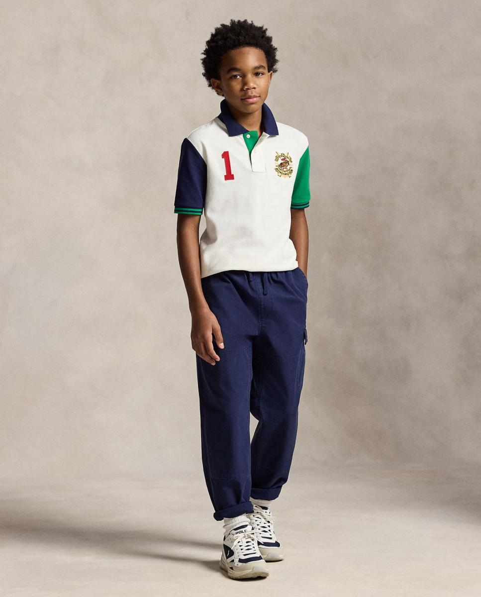 Polo de Piqué com Color Block Polo Ralph Lauren Branco-marfim-3