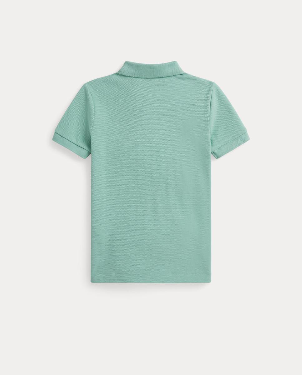 Polo de Piqué de Algodão Verde Água-2