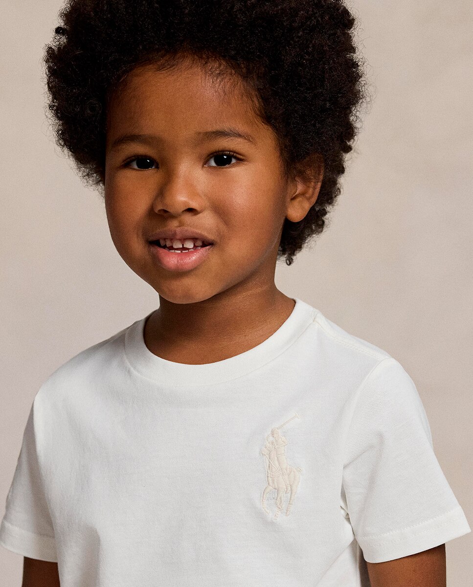 T-shirt Unissexo com Big Pony de Malha de Algodão Polo Ralph Lauren Branco-marfim-2