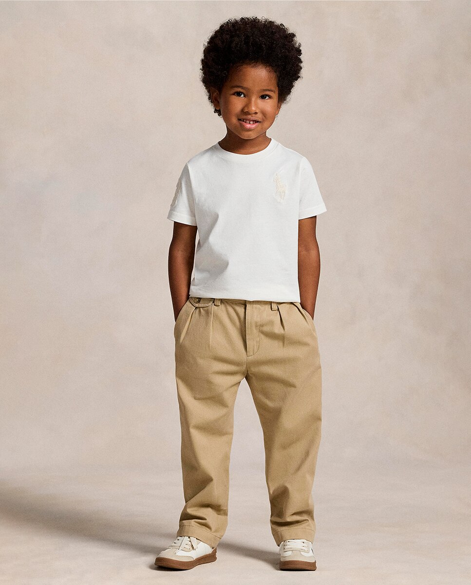 T-shirt Unissexo com Big Pony de Malha de Algodão Polo Ralph Lauren Branco-marfim-3