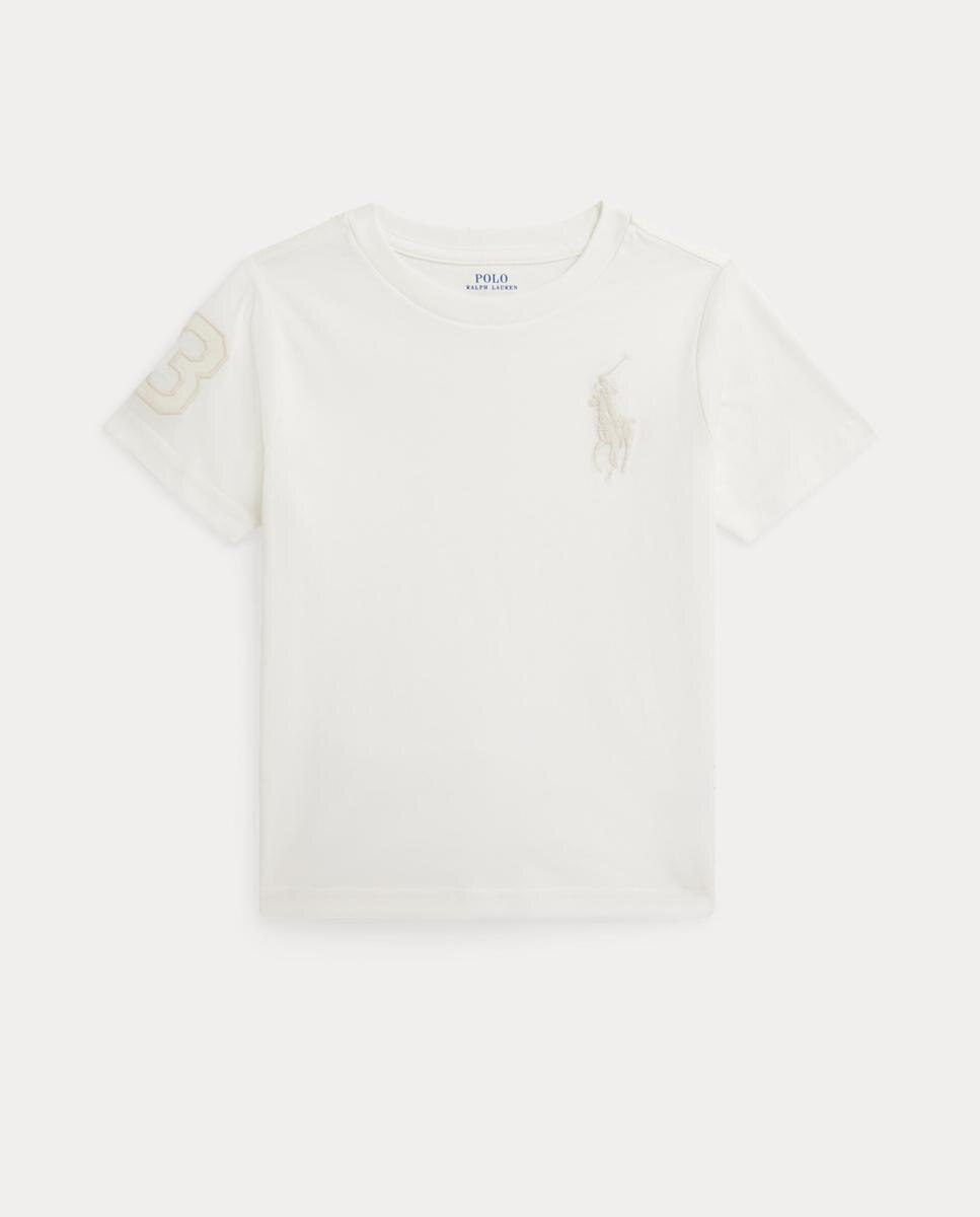 T-shirt Unissexo com Big Pony de Malha de Algodão Polo Ralph Lauren Branco-marfim-4