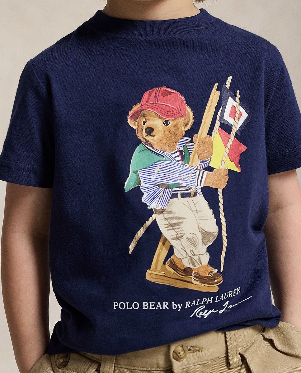 T-shirt com Polo Bear e em Algodão Azul-marinho-2