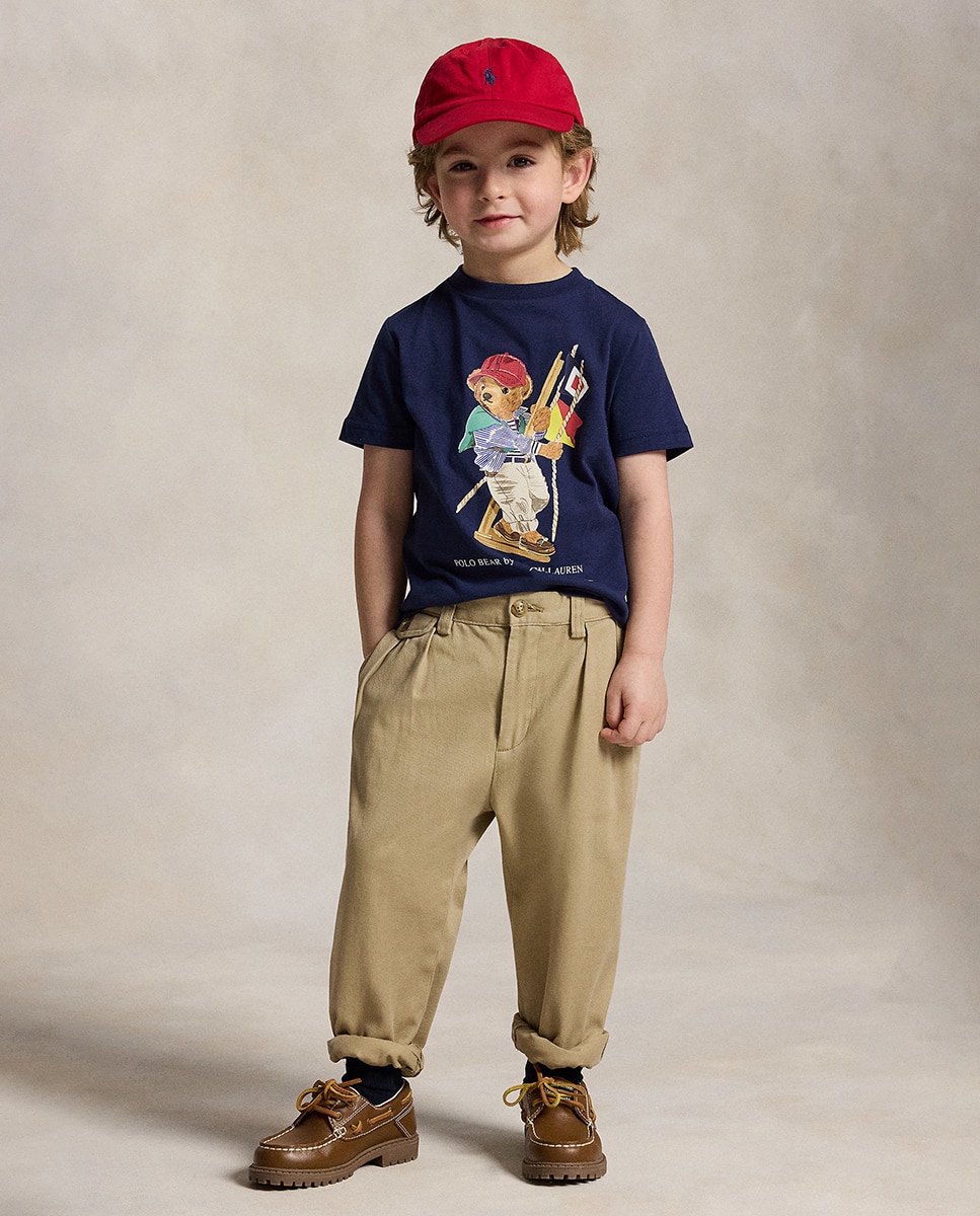 T-shirt com Polo Bear e em Algodão Azul-marinho-3