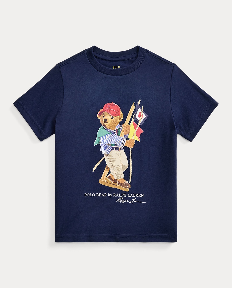 T-shirt com Polo Bear e em Algodão Azul-marinho-4