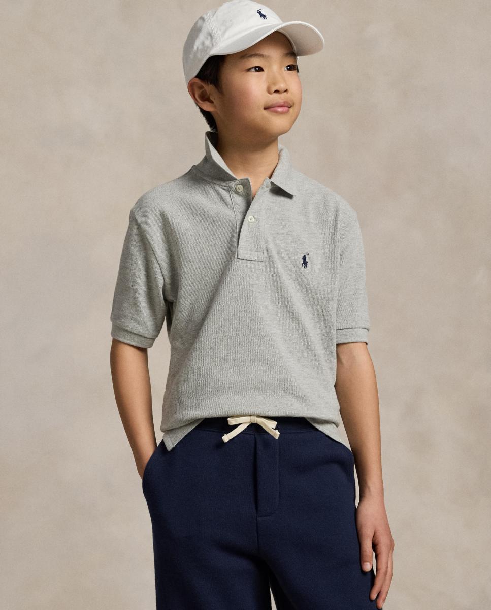 Polo de niño de piqué de algodón - Polo Ralph Lauren - Gris Gris-1