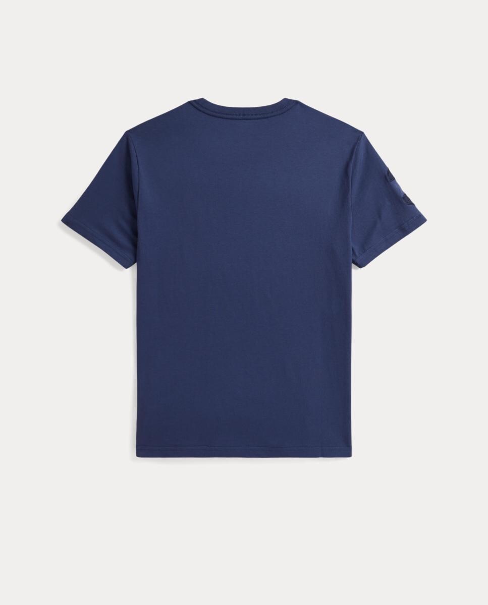 T-shirt Unissexo com Big Pony de Malha de Algodão Azul-marinho-2