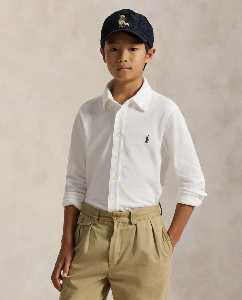 Camisa de Piqué de Algodão Ultraligeiro Branco-2