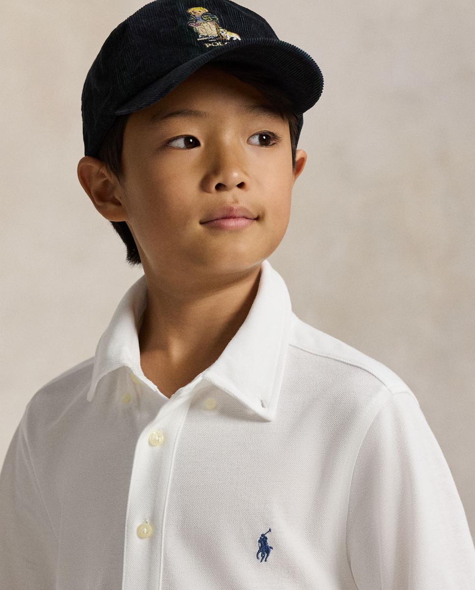 Camisa de Piqué de Algodão Ultraligeiro Branco-3