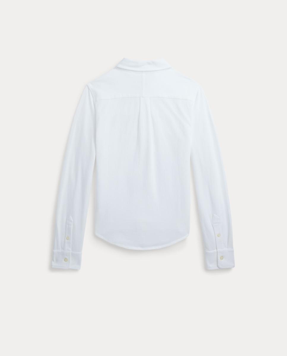 Camisa de Piqué de Algodão Ultraligeiro Branco-5